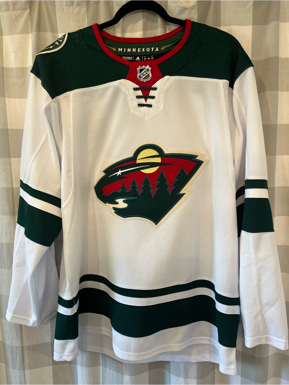 adidas Minnesota Wild White Green Red Hockey Jersey
